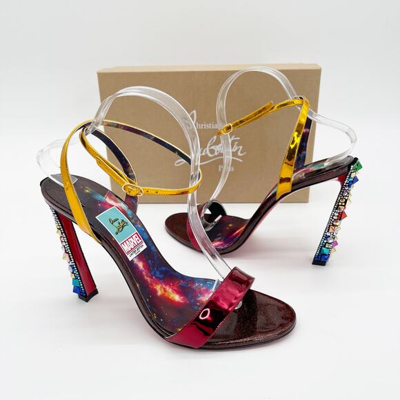 New Christian Louboutin Marvel Disney Infinity Strass Spike Heel Sandals EU 41.5 - Picture 2 of 14